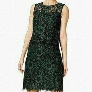 size 2 NEW CALVIN KLEIN HUNTER GREEN LACE DRESS